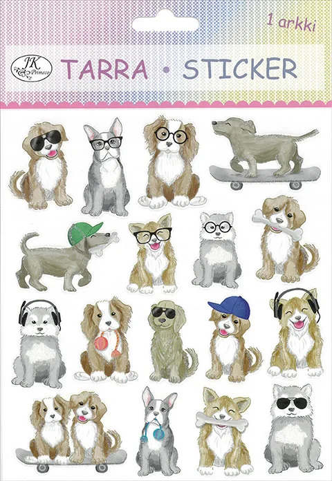 hond papier glitter sticker