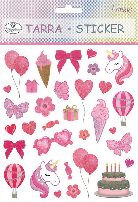 Roze eenhoorn papier glitter sticker